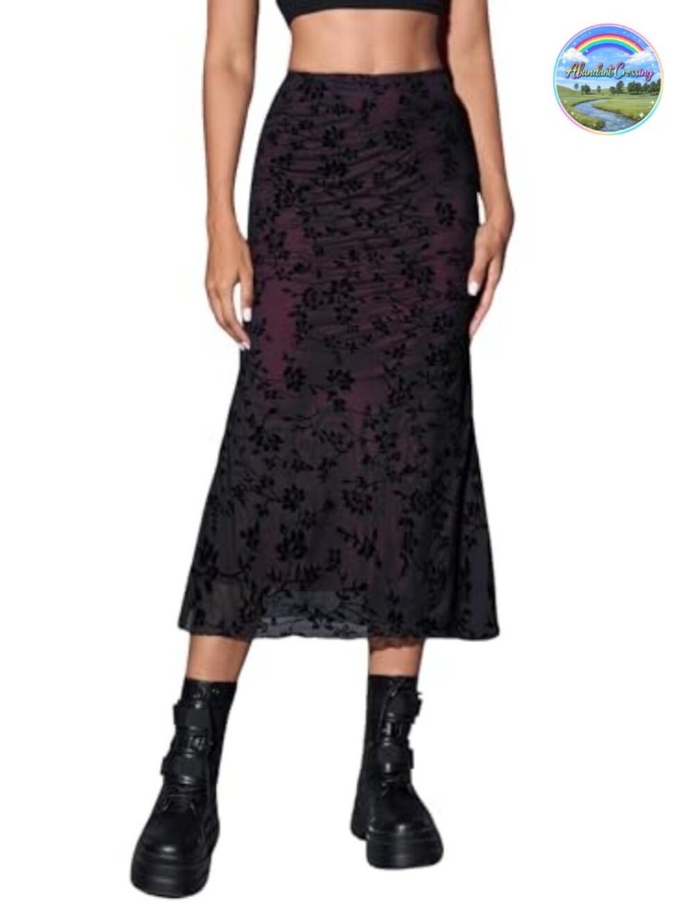 Verdusa Women's Fishtail Hem Mesh Bodycon Y2K 90s Goth Long Skirt